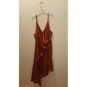 Silky Rust Orange A-Symmetrical Dress